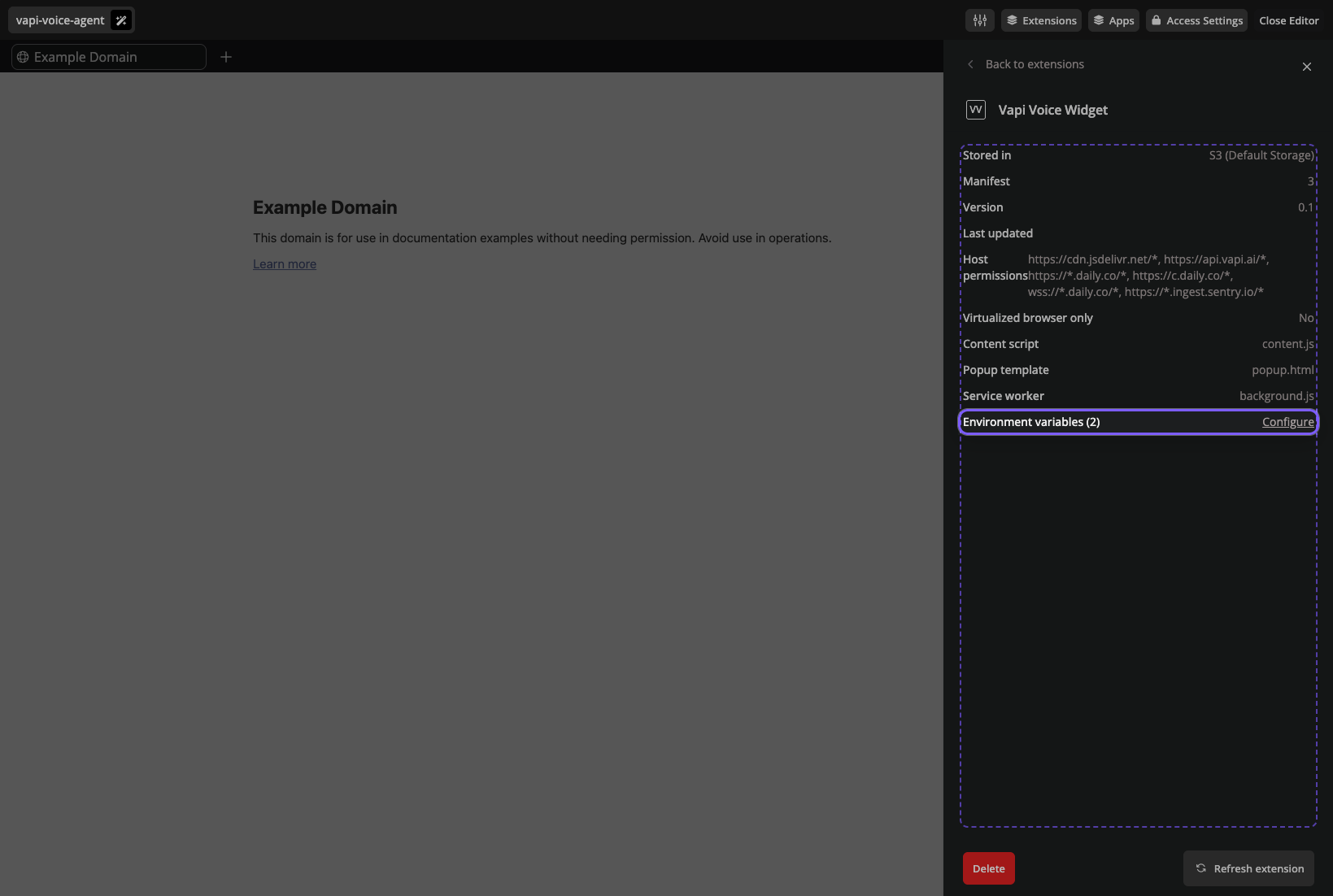 Install extension on Webfuse