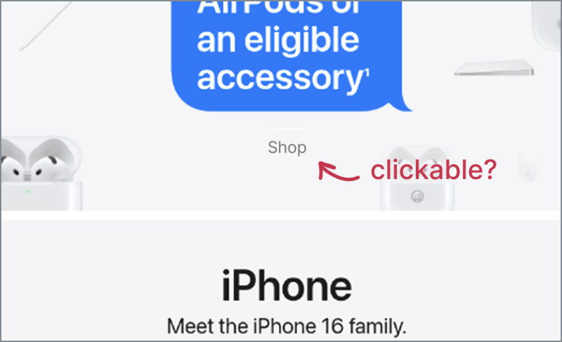 Example of a fictional UI/UX bad practice (overly subtle button)