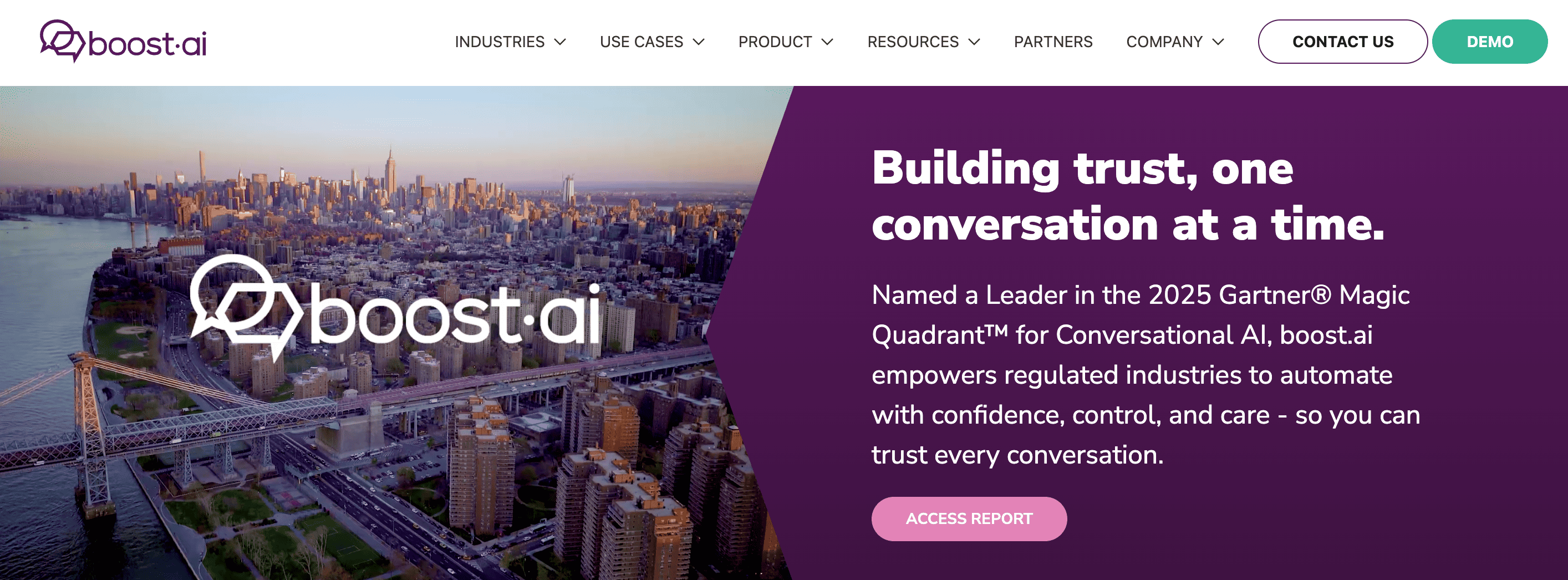 Boost.ai platform landing page