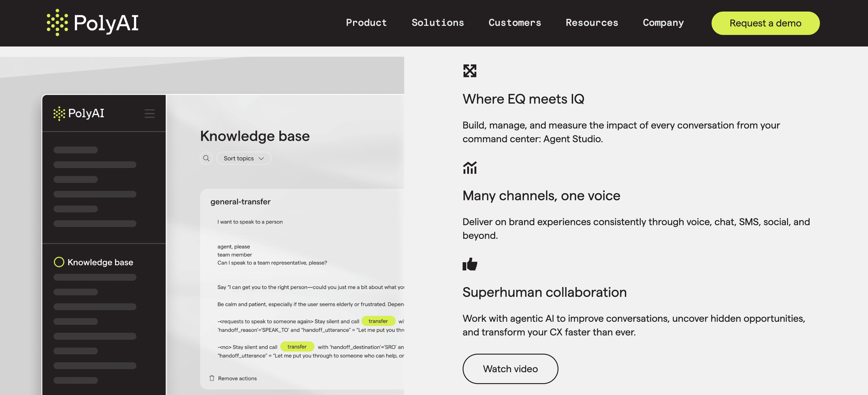 PolyAI platform landing page