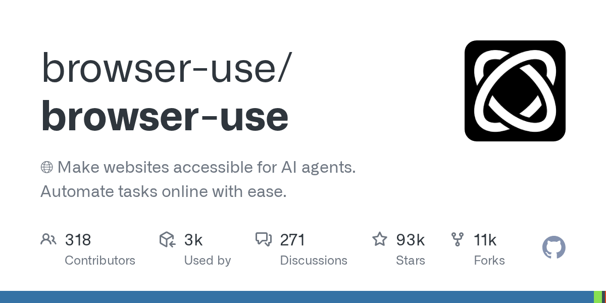 Browser-Use Python AI agent GitHub repository preview