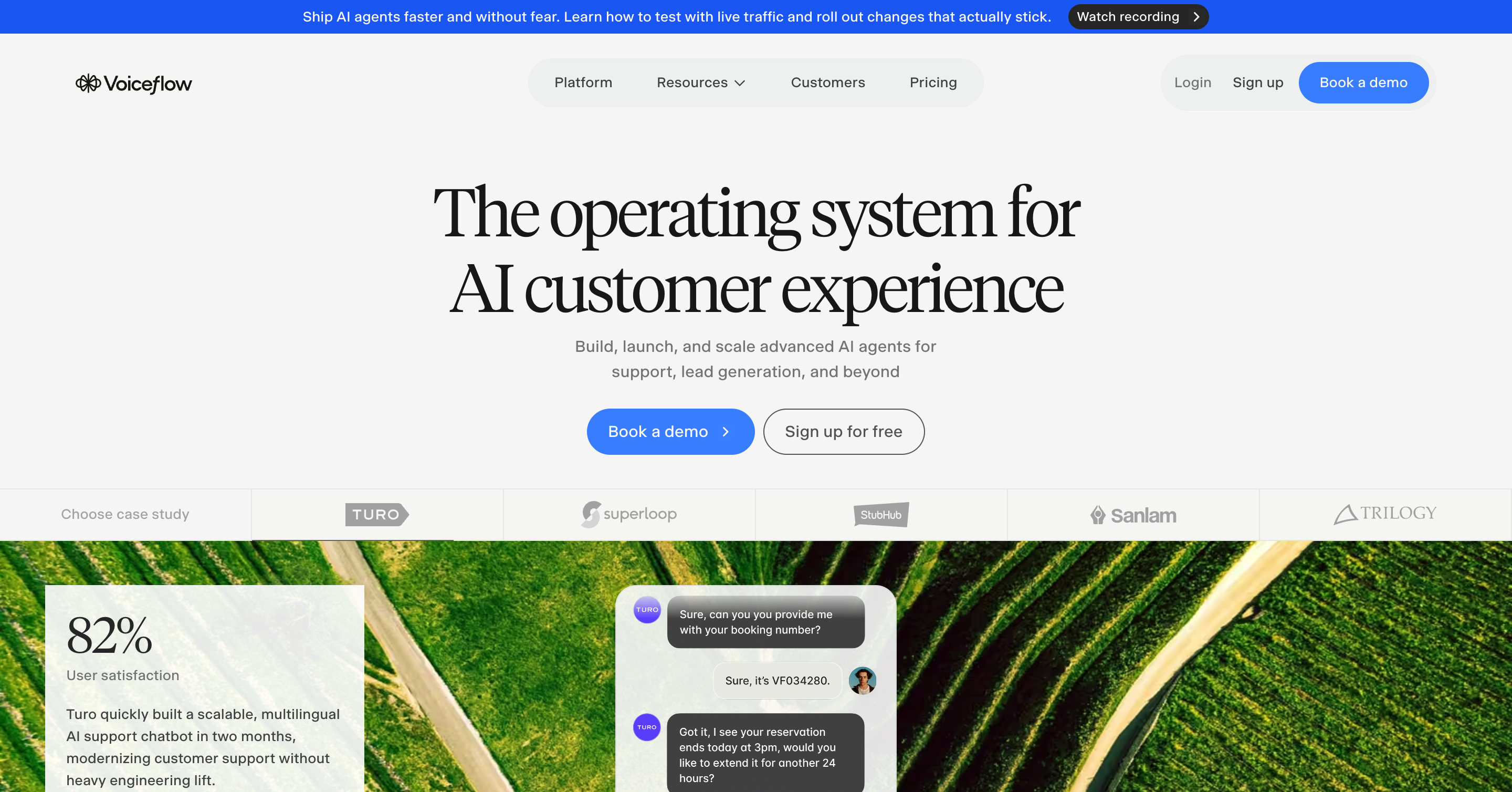 Voiceflow visual builder for designing and scaling chat and voice AI agents across multiple channels