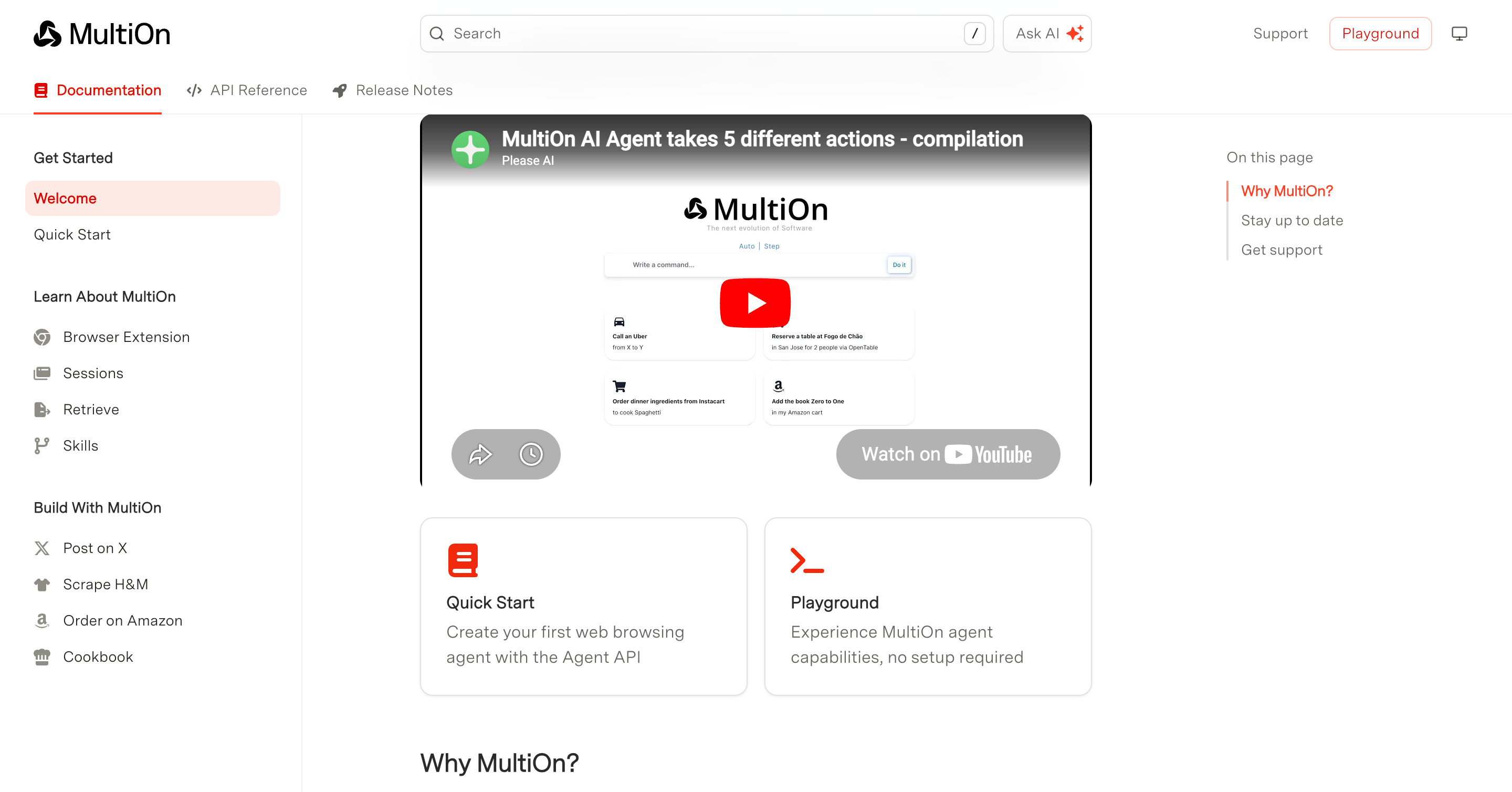 MultiOn autonomous AI agent navigating and interacting with a website to complete a web-based task
