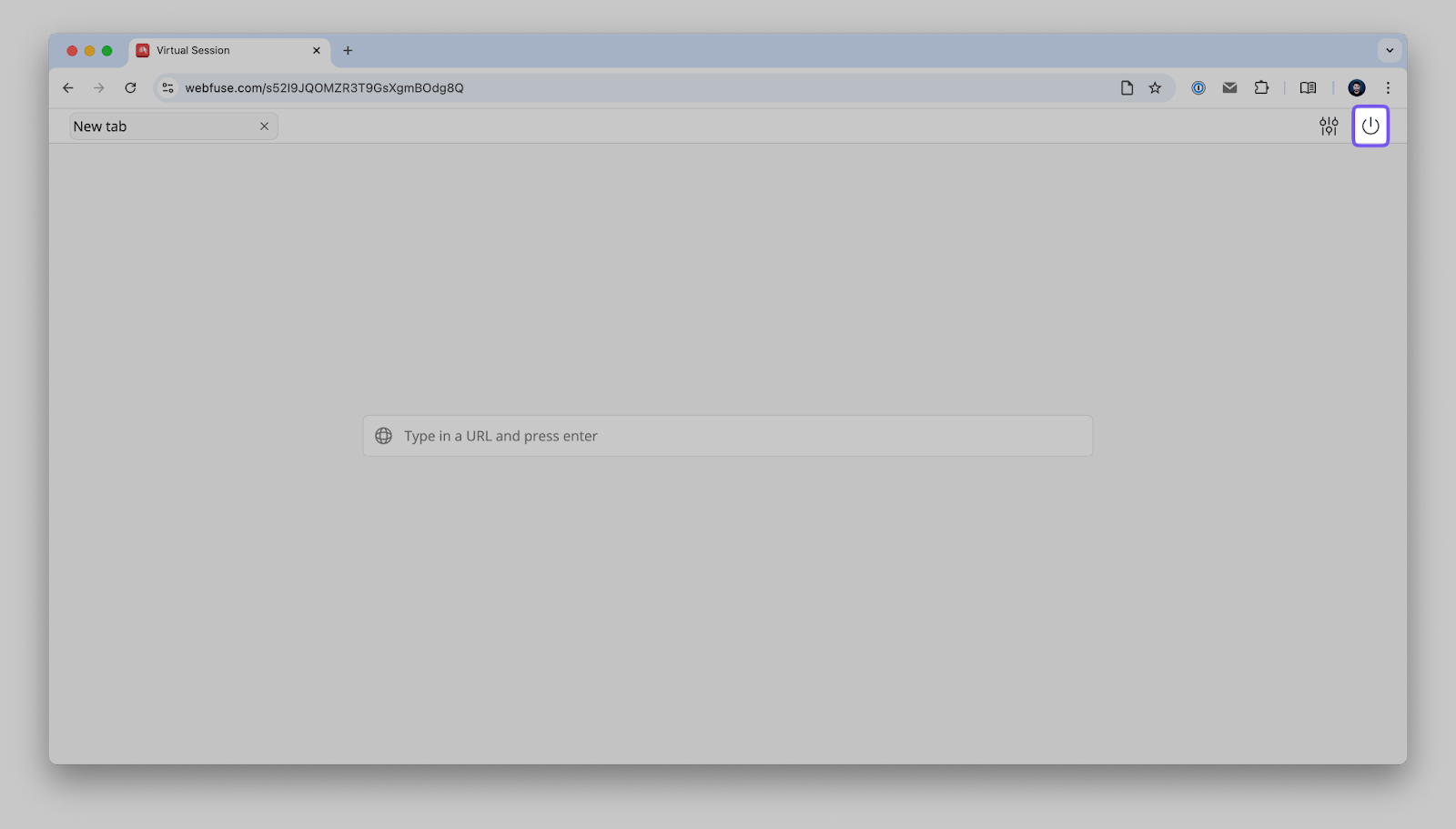Webfuse session termination screen preparing to test the newly installed Google Analytics extension