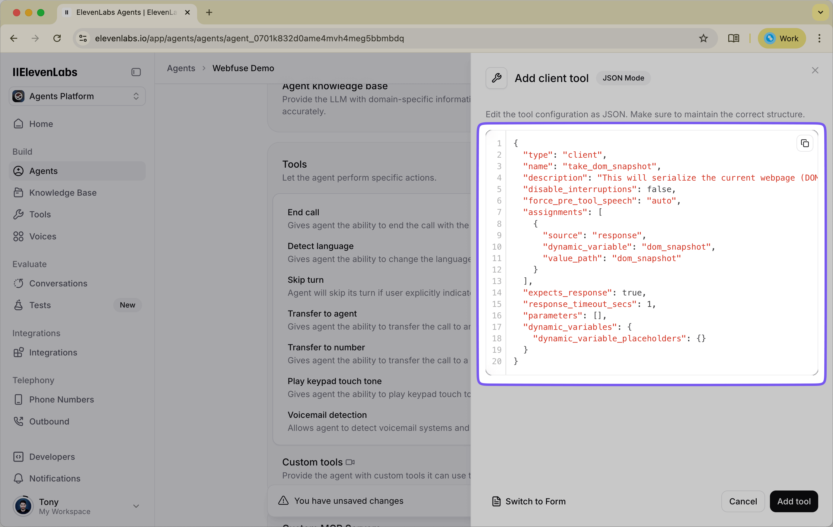 Define the client-side tools