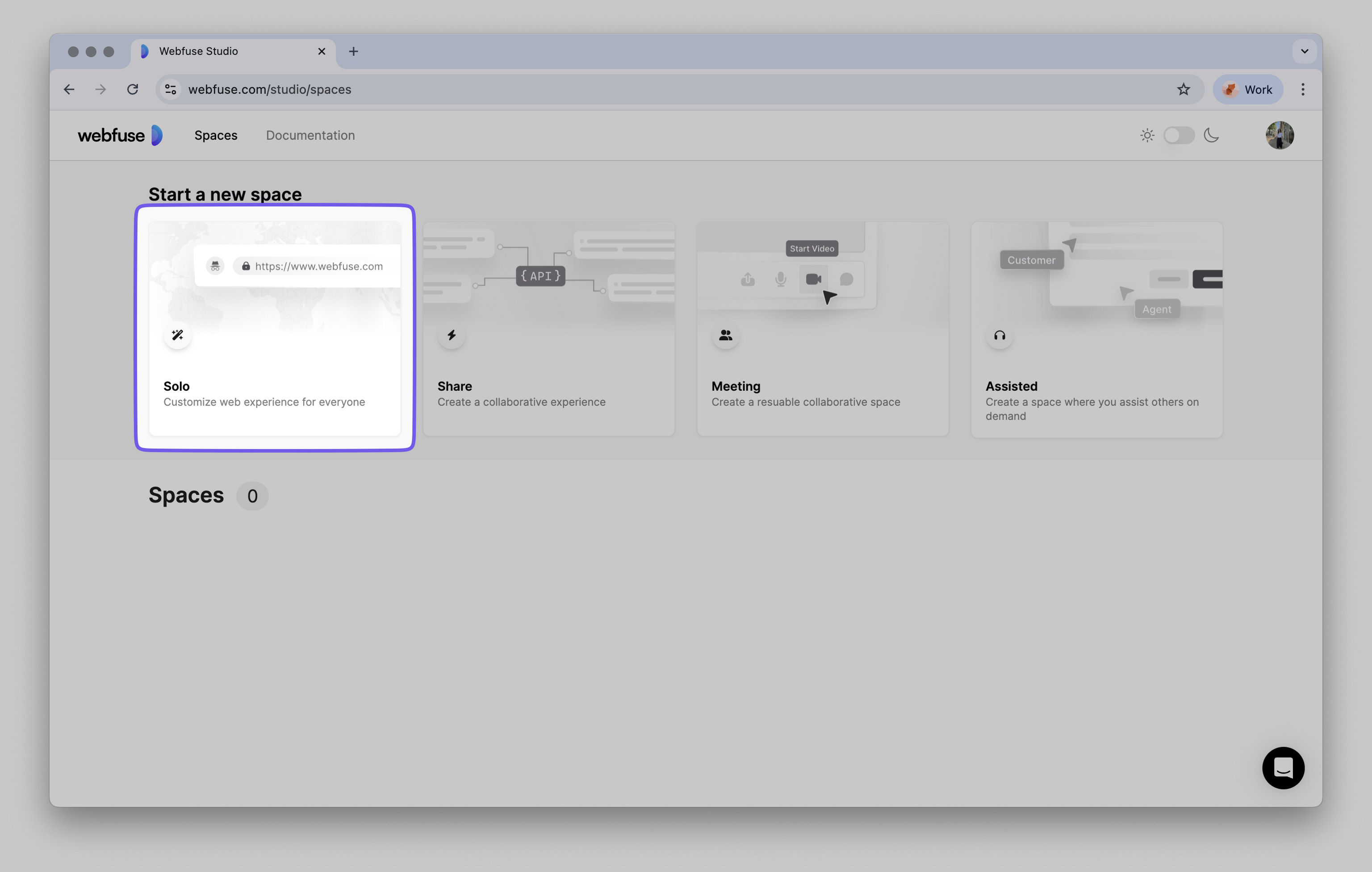 Creating a new Webfuse Space