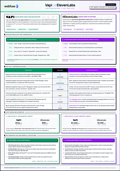 Vapi vs ElevenLabs comparison cheat sheet