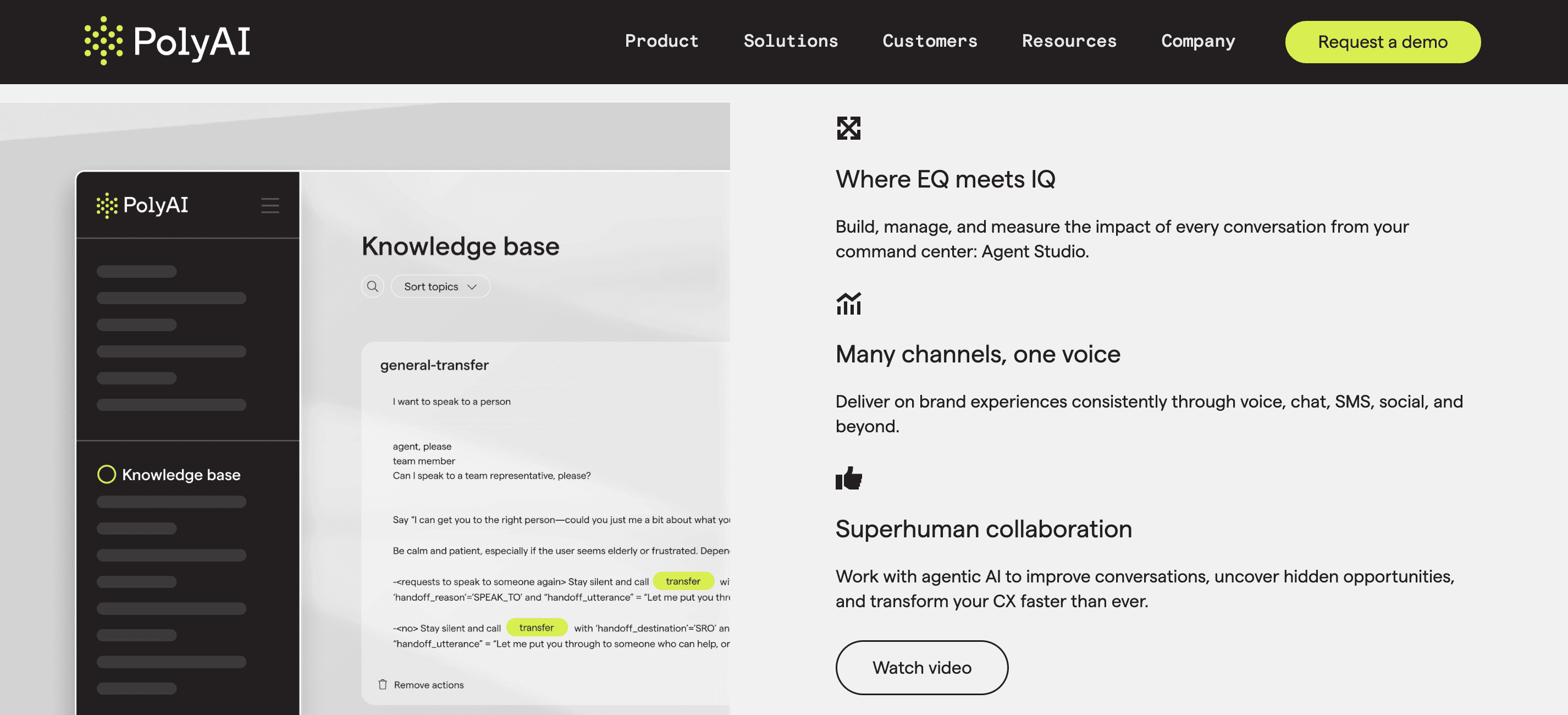 PolyAI platform landing page