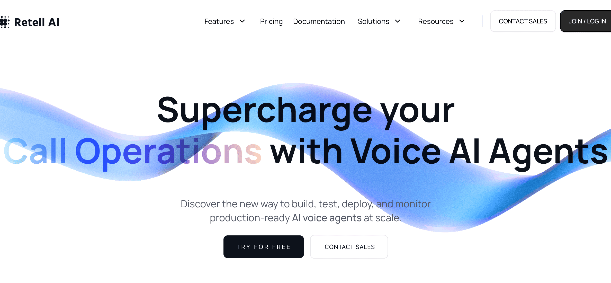 Retell AI platform landing page