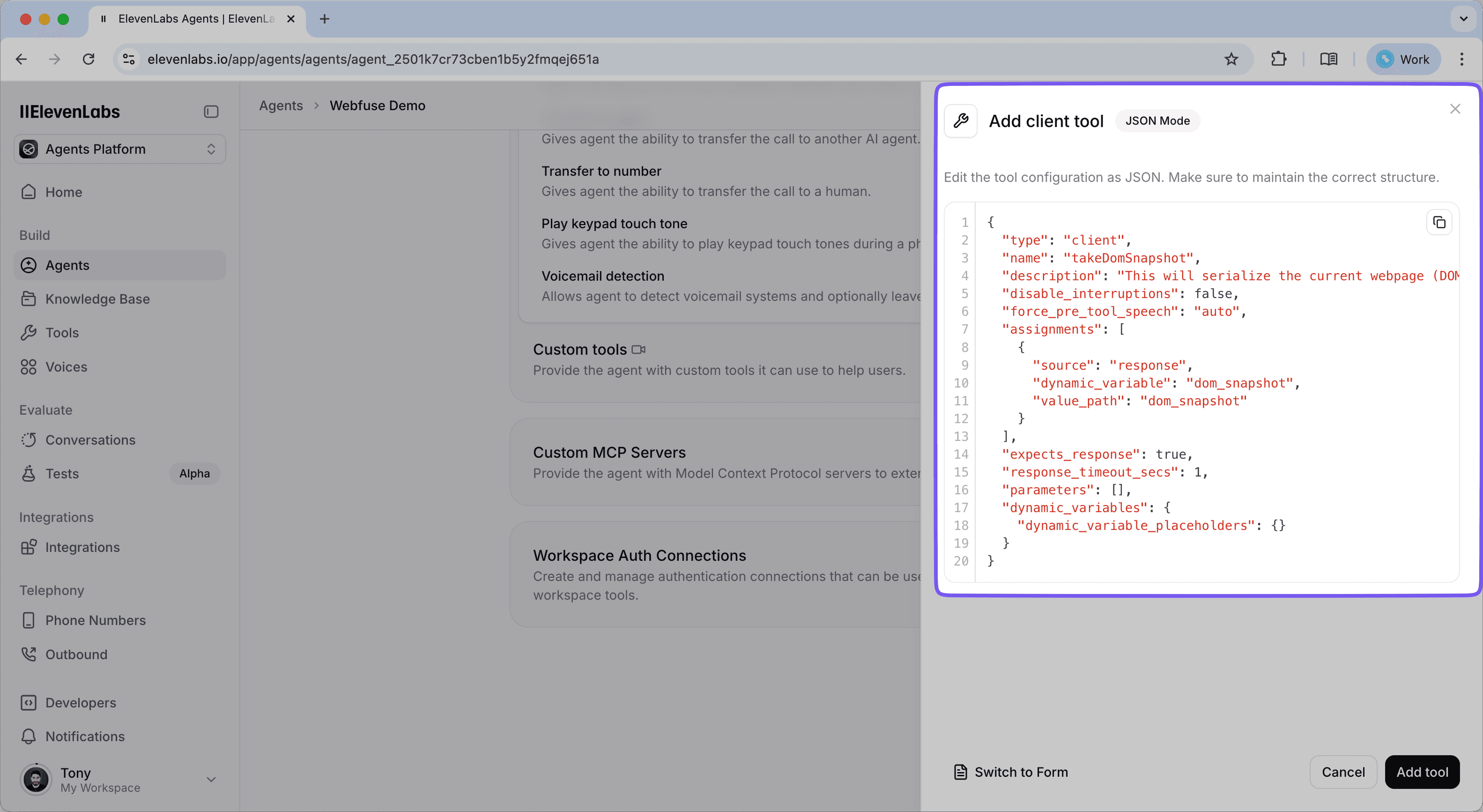 Define the client-side tools