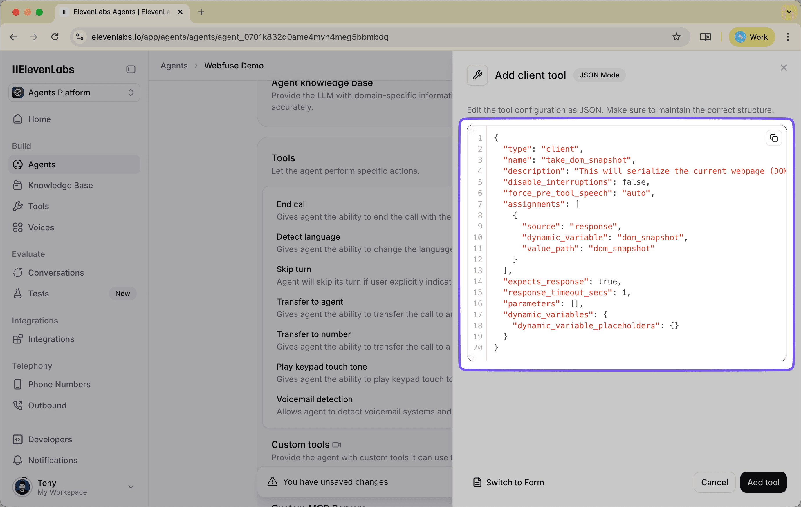 Define the client-side tools