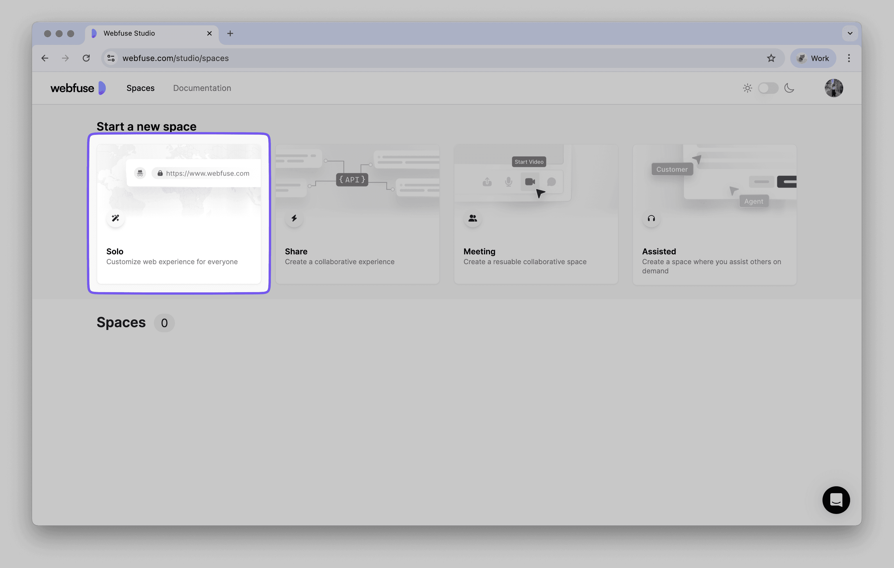 Creating a new Webfuse space