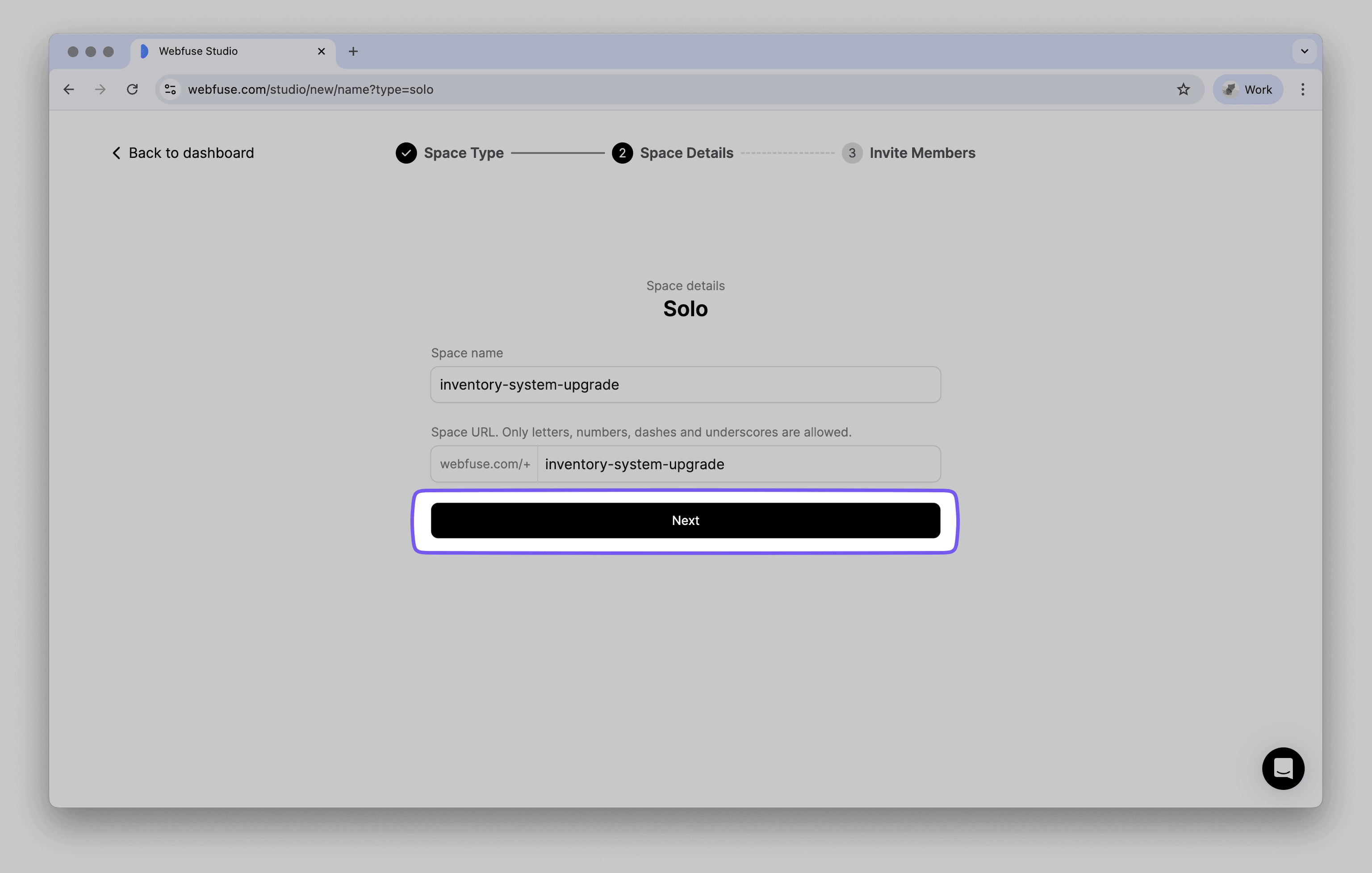Configuring space details