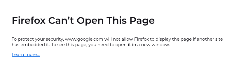 Example of a blocked embed in Mozilla Firefox